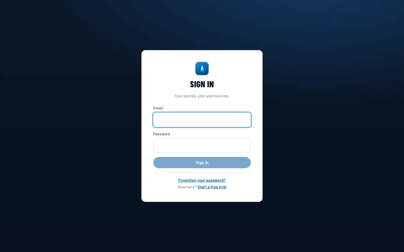 The sign-in screen